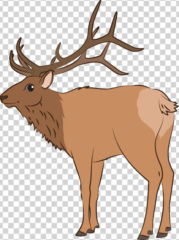 Stylized Elk with Antlers PNG Transparent