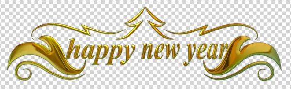 Golden Happy New Year Text PNG
