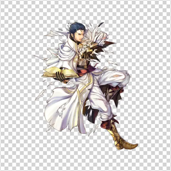 Fantasy Anime Mage with Book PNG Transparent Background