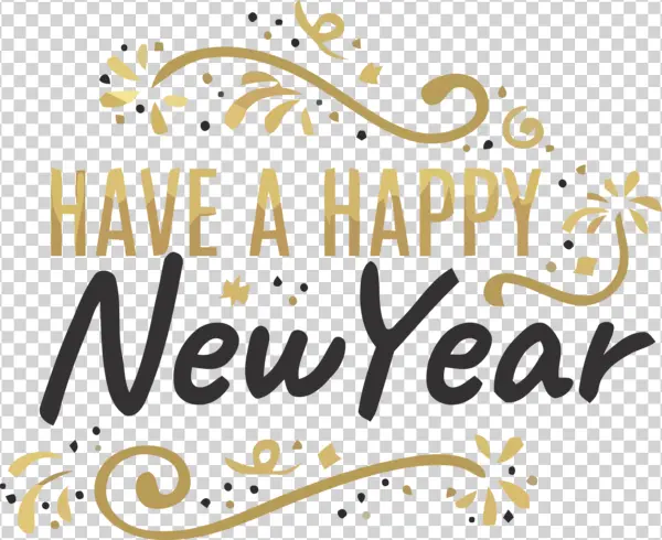 Have a Happy New Year Gold Text PNG