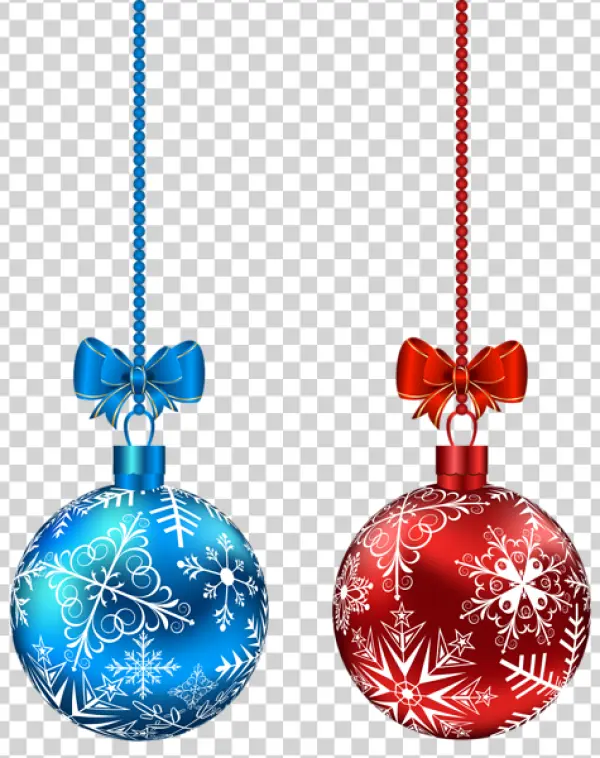 Blue and Red Christmas Ornaments PNG
