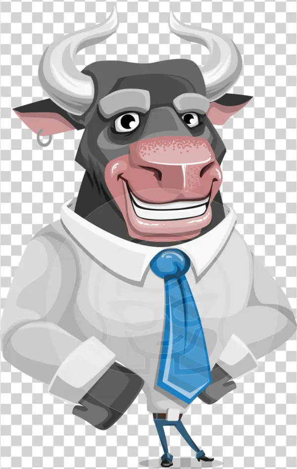 Professional Bull Mascot in Suit PNG Transparent Background