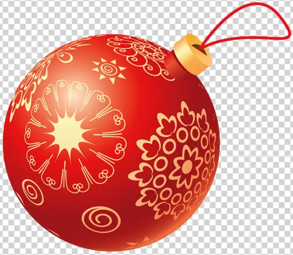 Red Christmas Ornament PNG with Gold Pattern