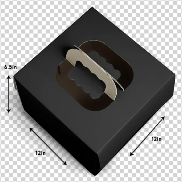 Black Cardboard Carry Box PNG Transparent Background