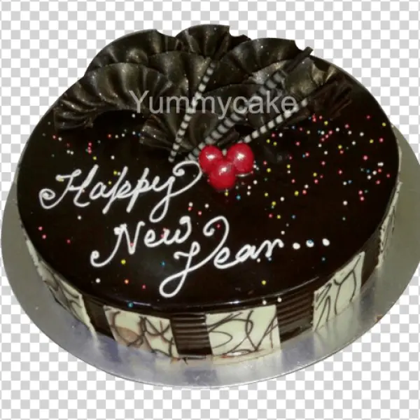 Happy New Year Chocolate Cake PNG Transparent Background
