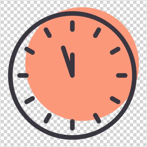 Minimalist Coral Clock Icon PNG