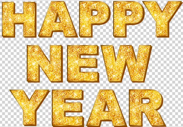 Happy New Year Golden Glitter Text PNG