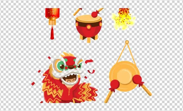 Chinese New Year Festive Elements PNG Transparent Background