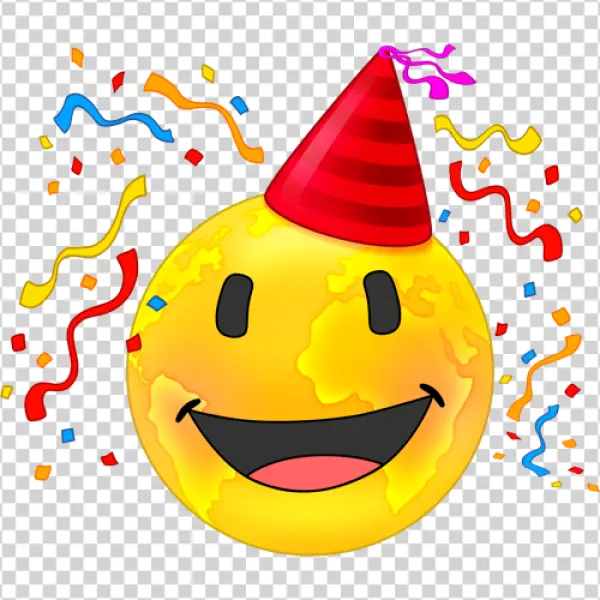 Happy Earth Party Hat with Confetti PNG
