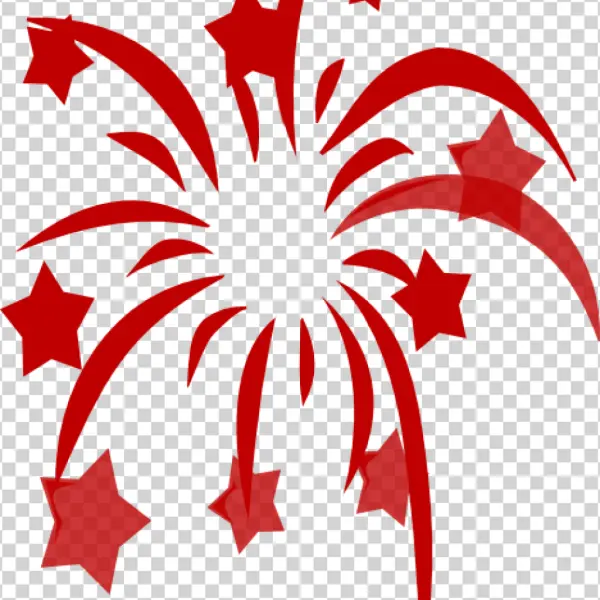 Red Fireworks with Stars PNG Transparent Background
