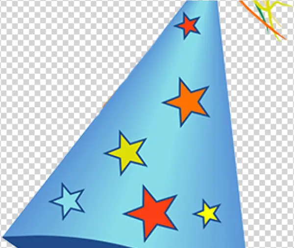 Blue Party Hat with Stars and Streamers PNG