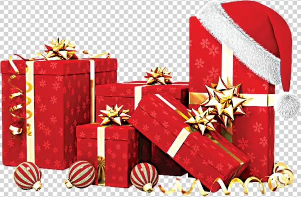 Christmas Gift Boxes with Santa Hat PNG