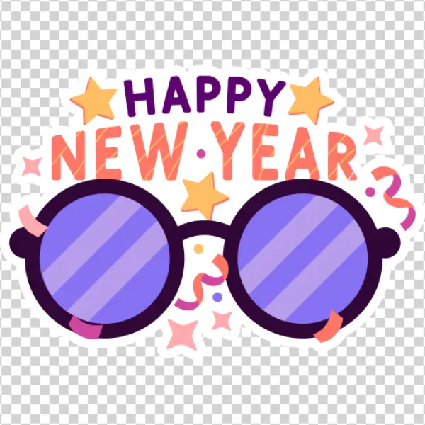 Happy New Year Party Glasses Sticker PNG