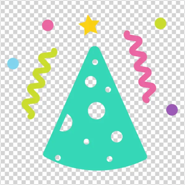 Colorful Party Hat with Confetti PNG Transparent Background
