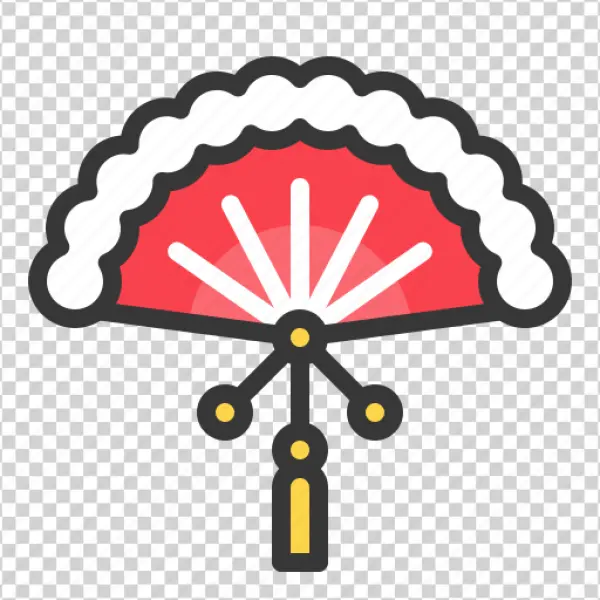 Red Asian Hand Fan Icon PNG Transparent Background