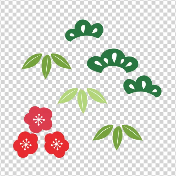 Traditional Japanese Pine Bamboo Plum Motifs PNG
