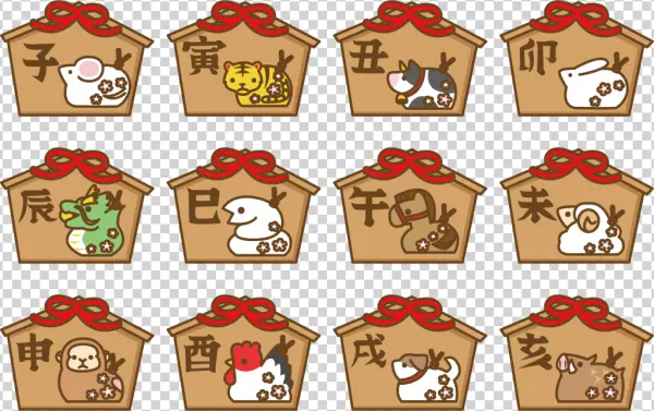 Japanese Zodiac Ema Plaques PNG Transparent Background