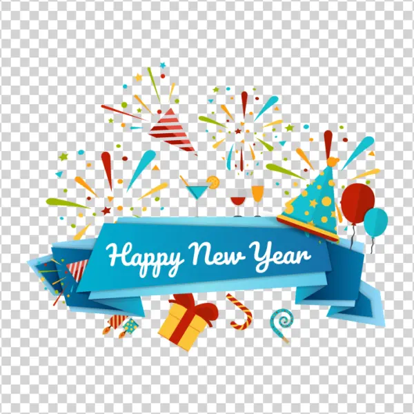 Happy New Year Celebration Banner PNG Transparent