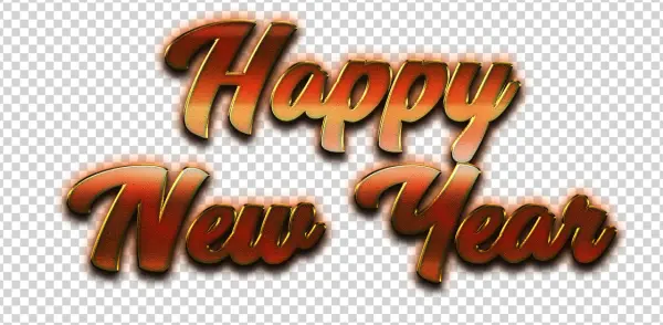 Happy New Year Text PNG with Transparent Background