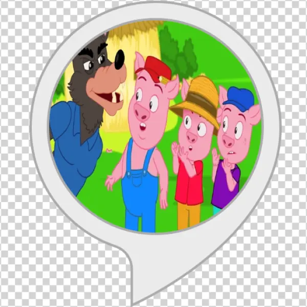 Big Bad Wolf and Three Little Pigs Speech Bubble PNG Transparent