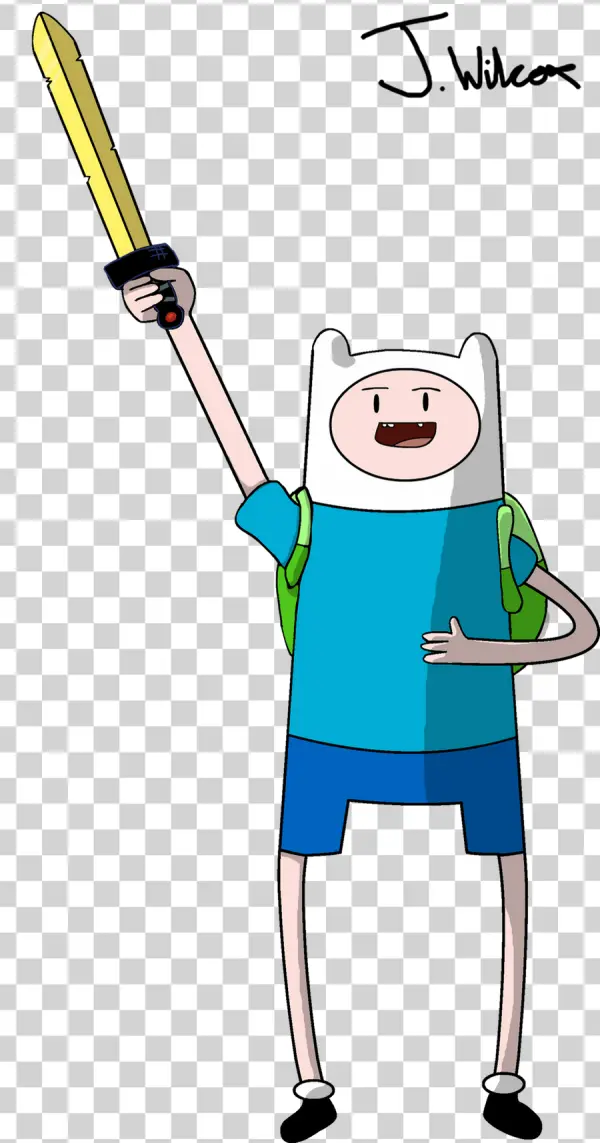 Finn the Human with Golden Sword PNG