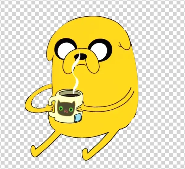Jake from Adventure Time with Coffee Mug PNG