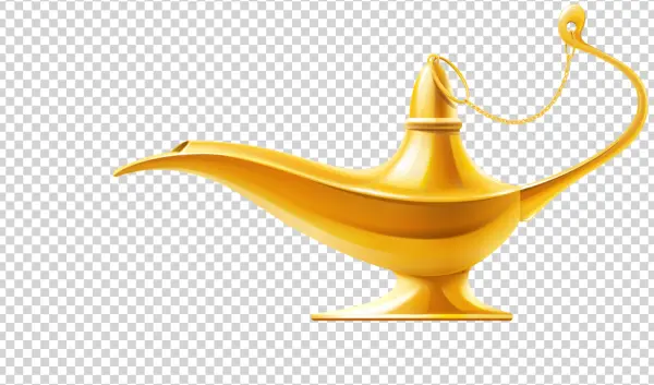 Golden Genie Magic Lamp PNG Transparent Background