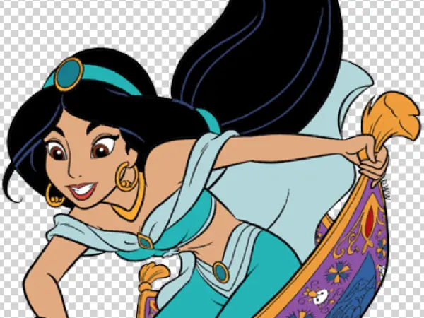 Princess Jasmine on Magic Carpet PNG Transparent Background