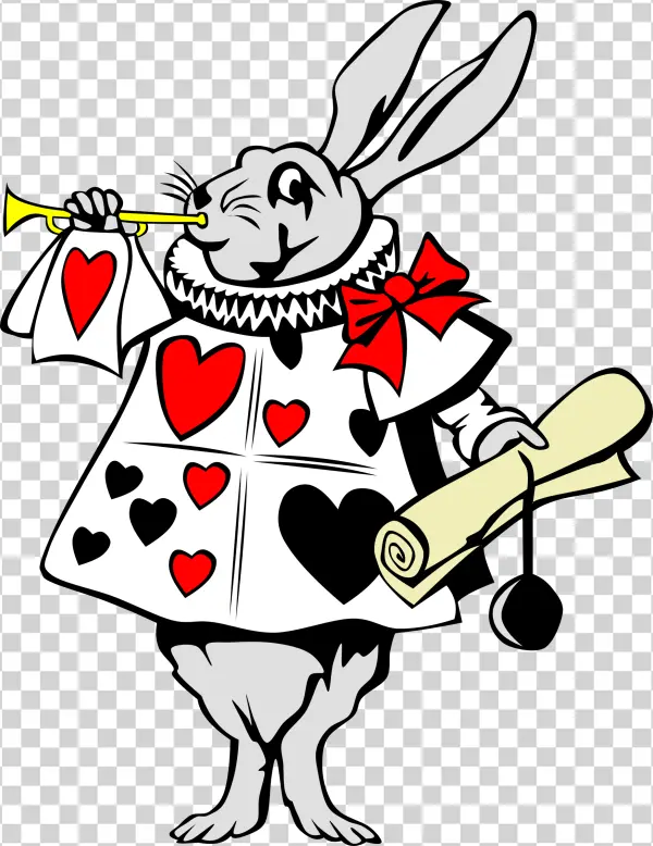 White Rabbit Alice in Wonderland with Trumpet PNG