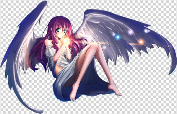Anime Angel Girl Holding Light PNG Transparent