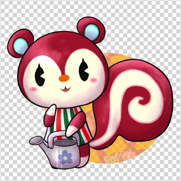 Poppy Animal Crossing Squirrel with Watering Can PNG