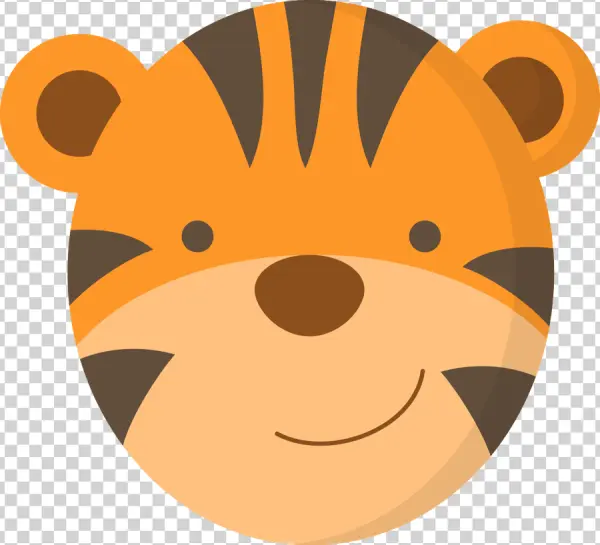 Cute Cartoon Tiger Face PNG Transparent Background
