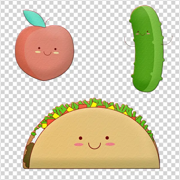 Cute Cartoon Food Characters PNG Transparent Background