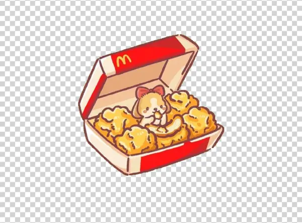 Cute Puppy in McDonald's Nugget Box PNG