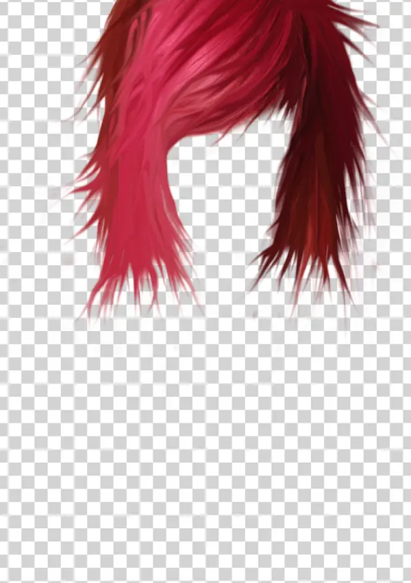 Vibrant Red Hair Strands PNG Transparent