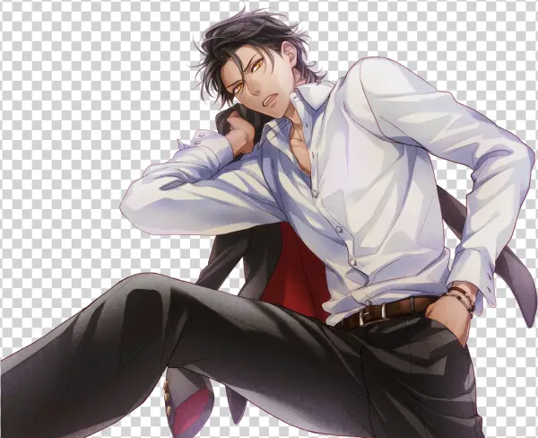 Stylish Anime Man in White Shirt PNG