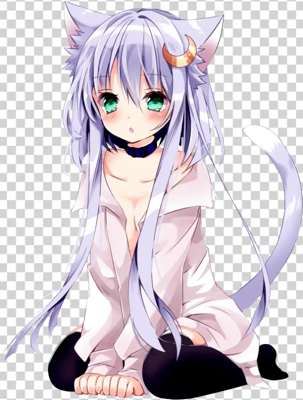 Cute Anime Neko Girl Transparent PNG