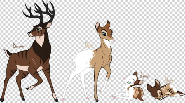 Stylized Deer Family Characters PNG Transparent Background