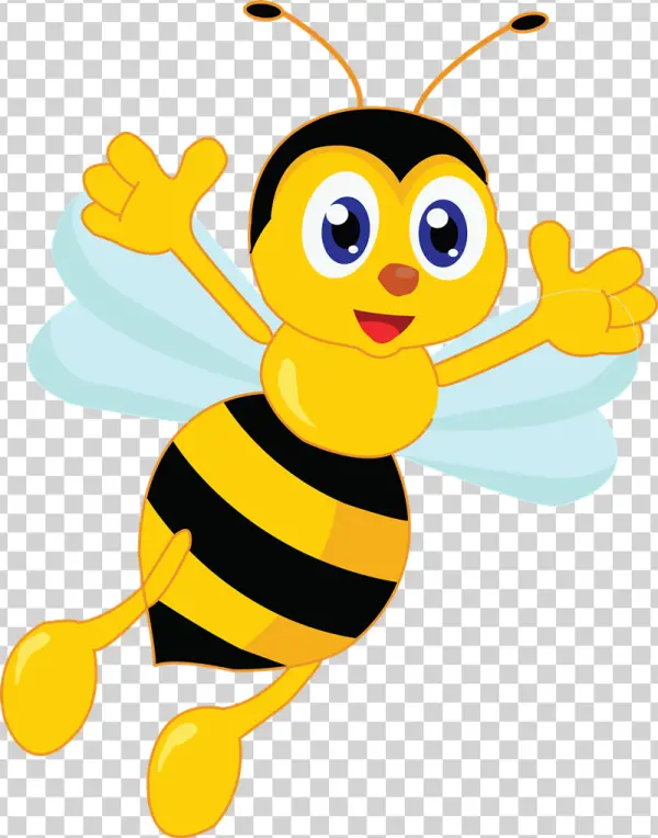 Cartoon Bee Flying Happy PNG Transparent Background
