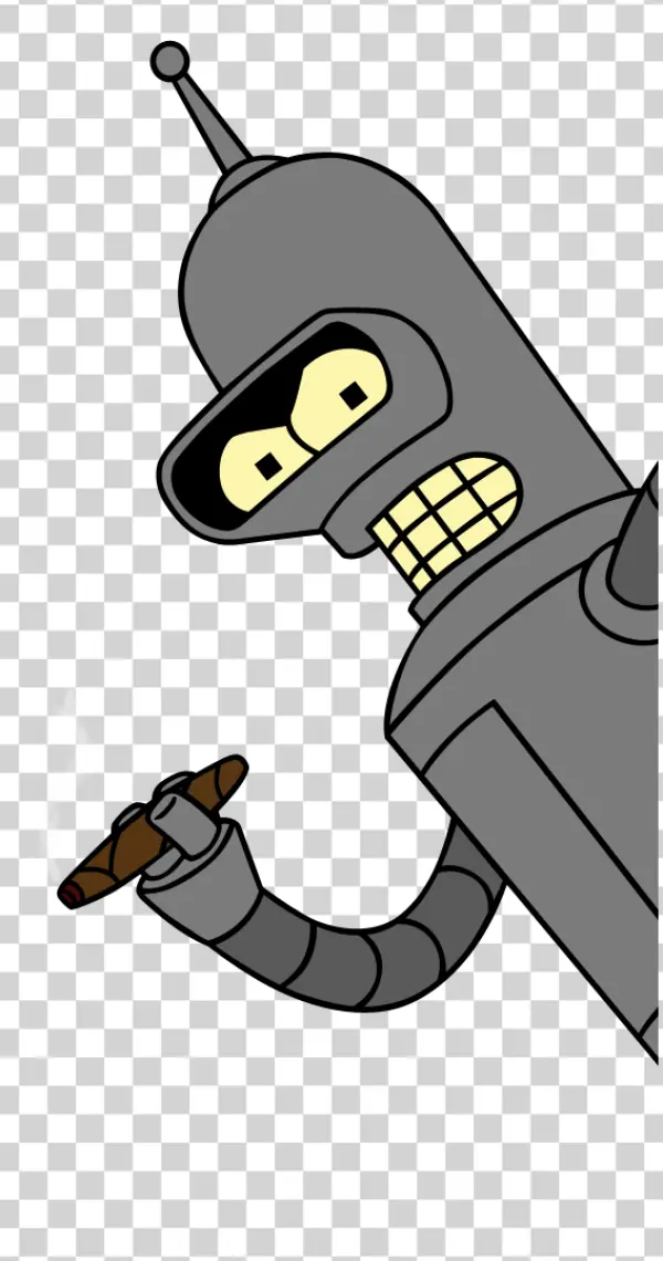 Futurama Bender Smoking Cigar PNG Transparent Background