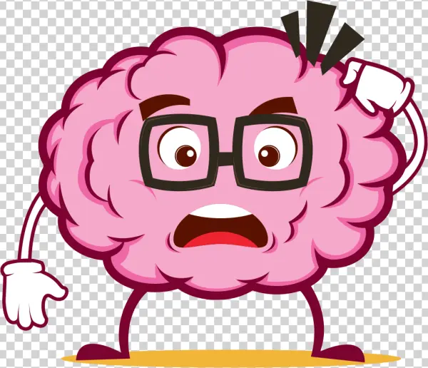 Confused Cartoon Brain with Glasses PNG Transparent Background