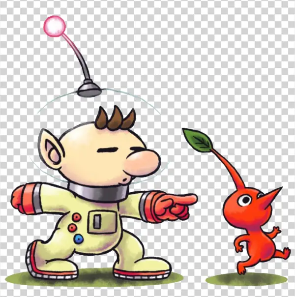 Captain Olimar and Red Pikmin Illustration PNG