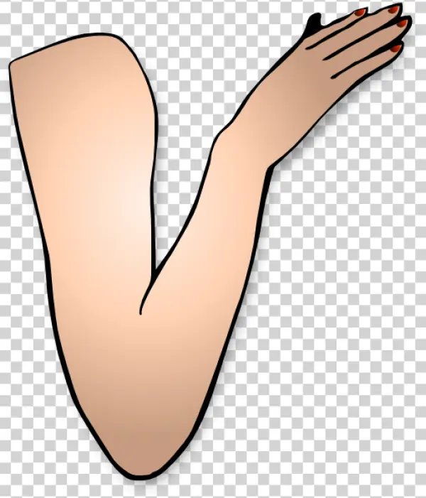 Cartoon Female Arm with Red Nails PNG Transparent