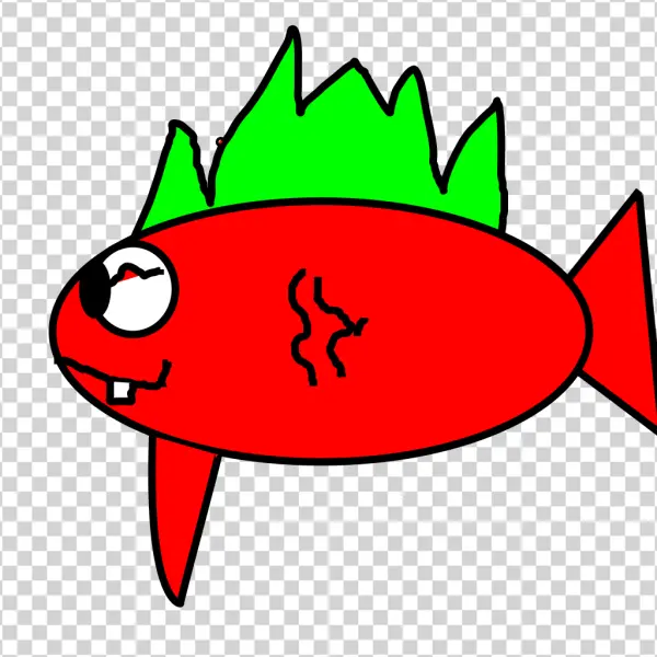 Goofy Red Cartoon Fish Transparent PNG