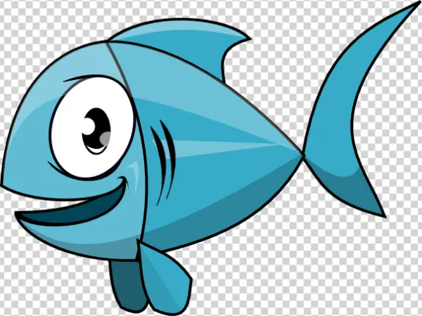 Smiling Cartoon Blue Fish PNG Transparent Background