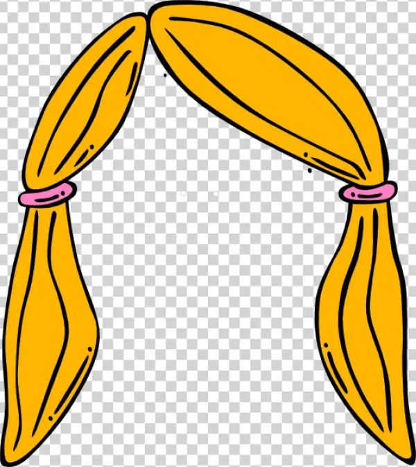 Cartoon Pigtails with Pink Ties PNG Transparent Background