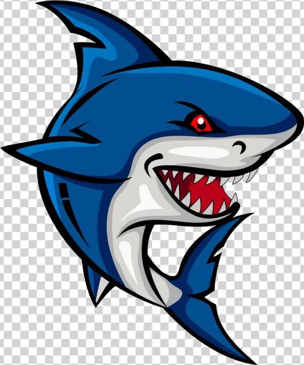 Aggressive Cartoon Shark Head Mascot PNG