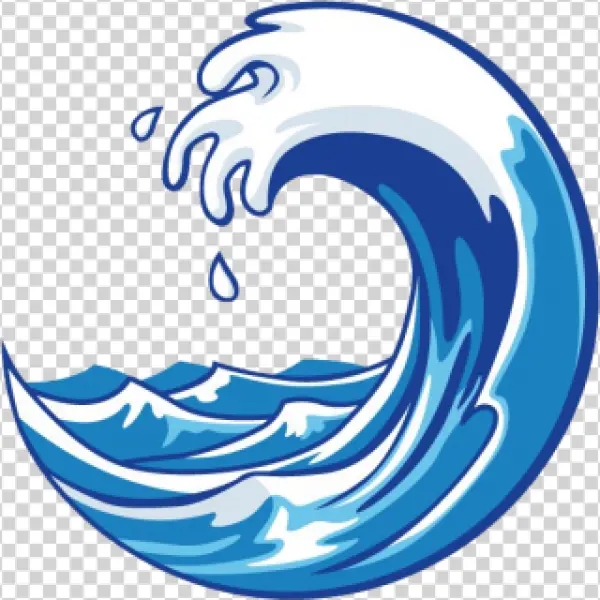 Stylized Blue Ocean Wave PNG Transparent