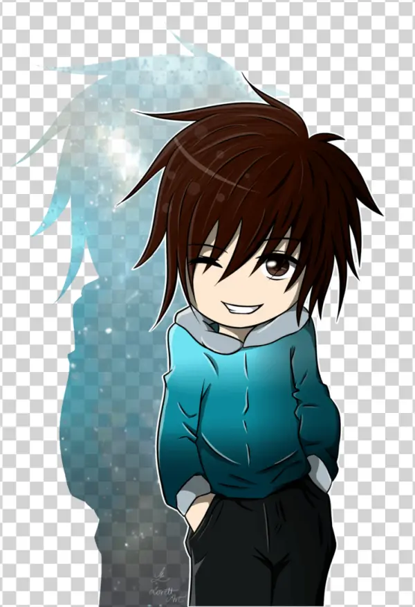 Cute Anime Chibi Boy Winking PNG Transparent Background
