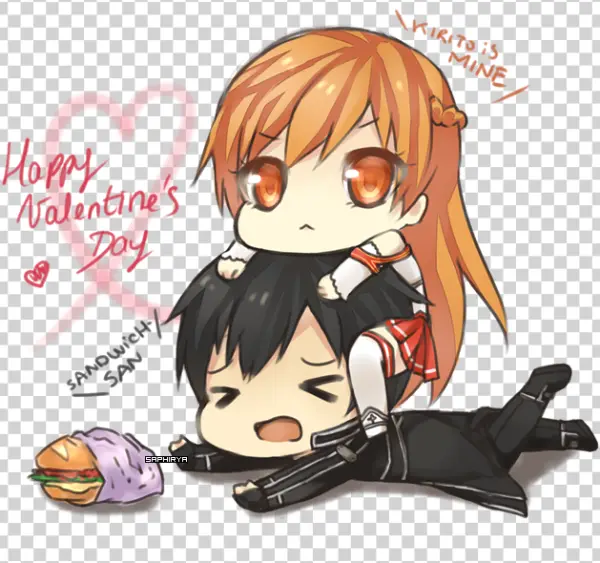 Chibi Kirito Asuna Valentine's Day PNG